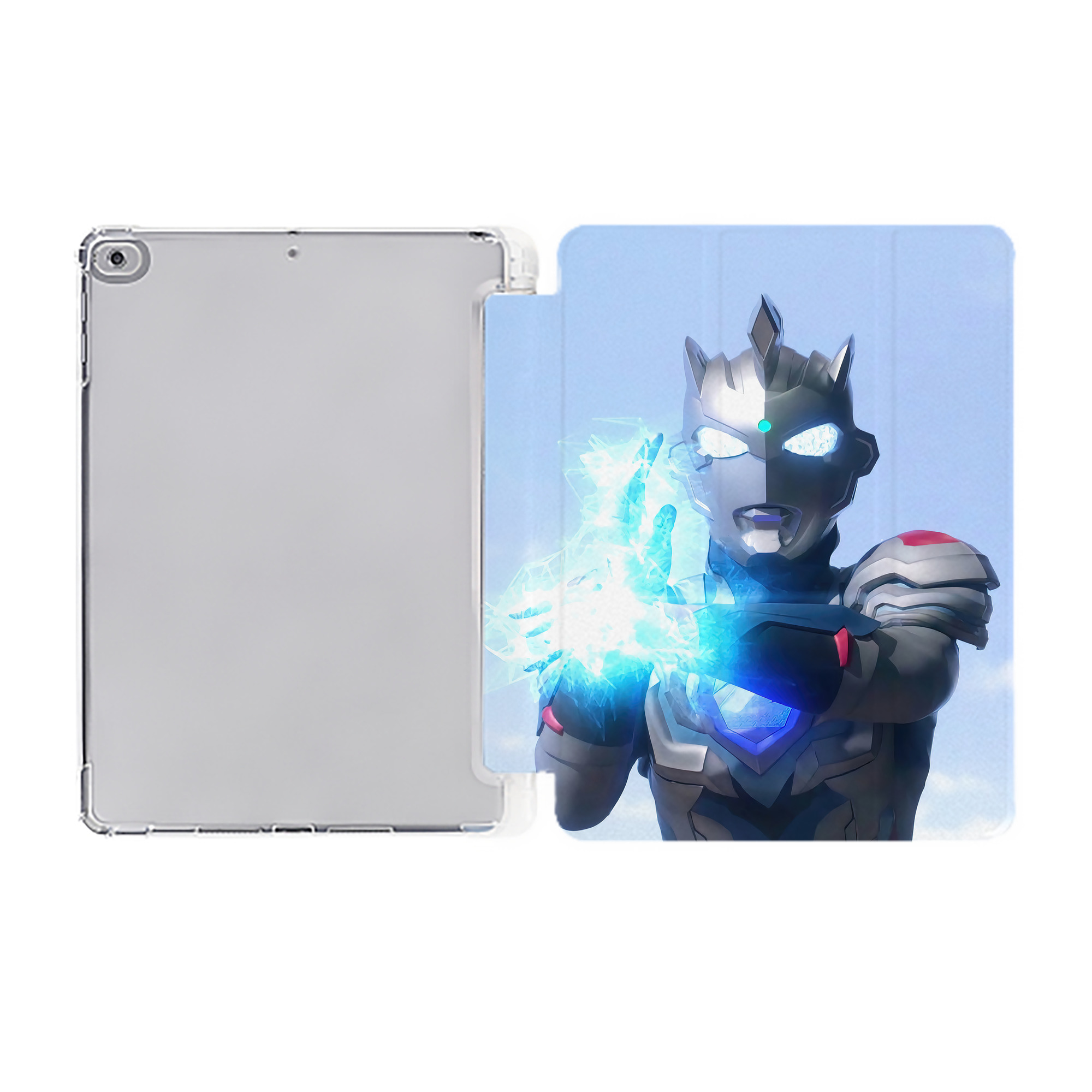 （画像用） ウルトラマン Ultraman IPad ケース ペン収納付き 三つ折りスタンド PUレザー×シリコン 対応機種9.5/10.5/10.9インチ